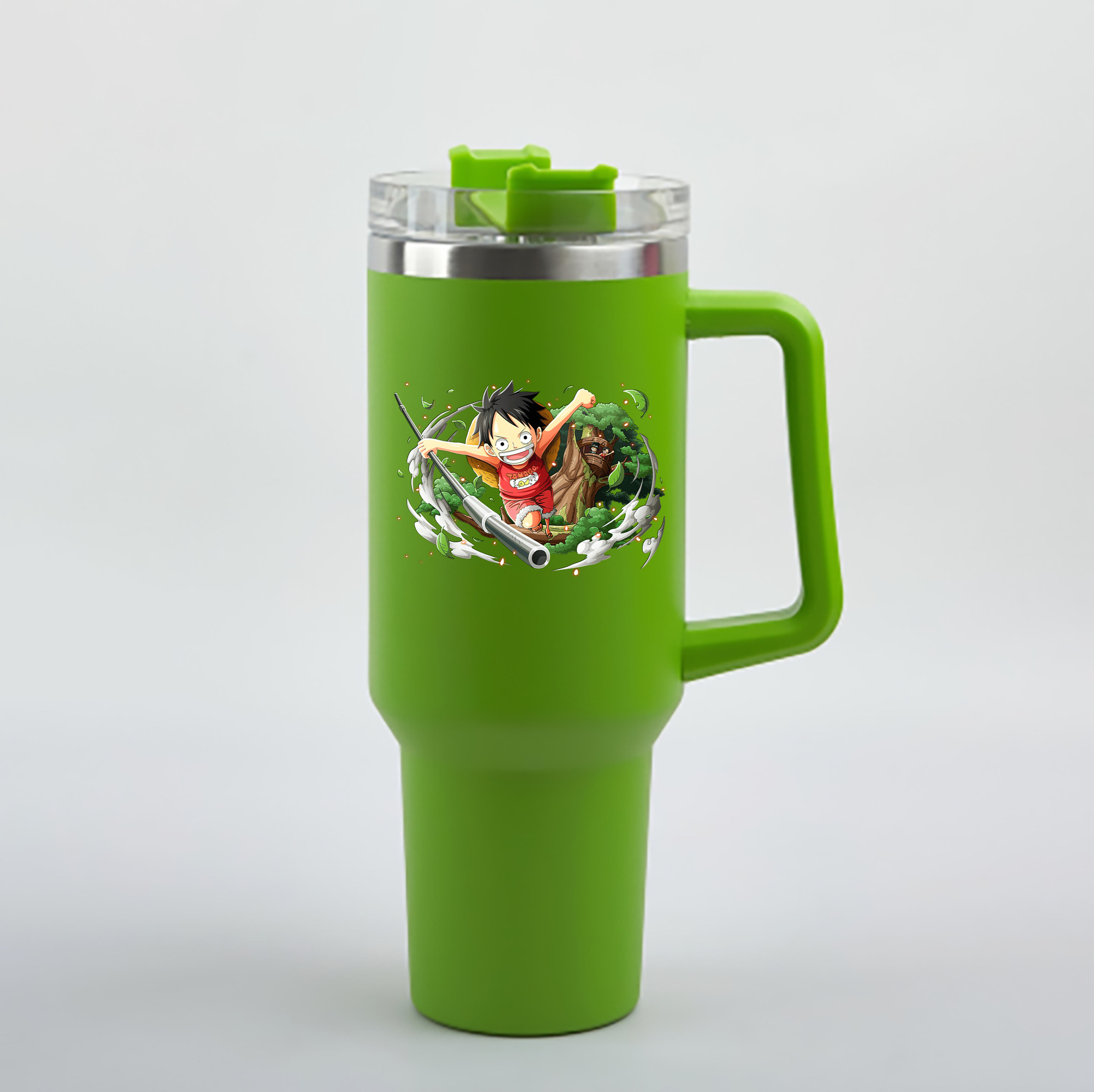 ワンピース モンキー・D・ルフィ ONE PIECE Monkey D. Luffy 1200mL車用タンブラー - クリスタルステッカー（プラスチックストロー付き）
